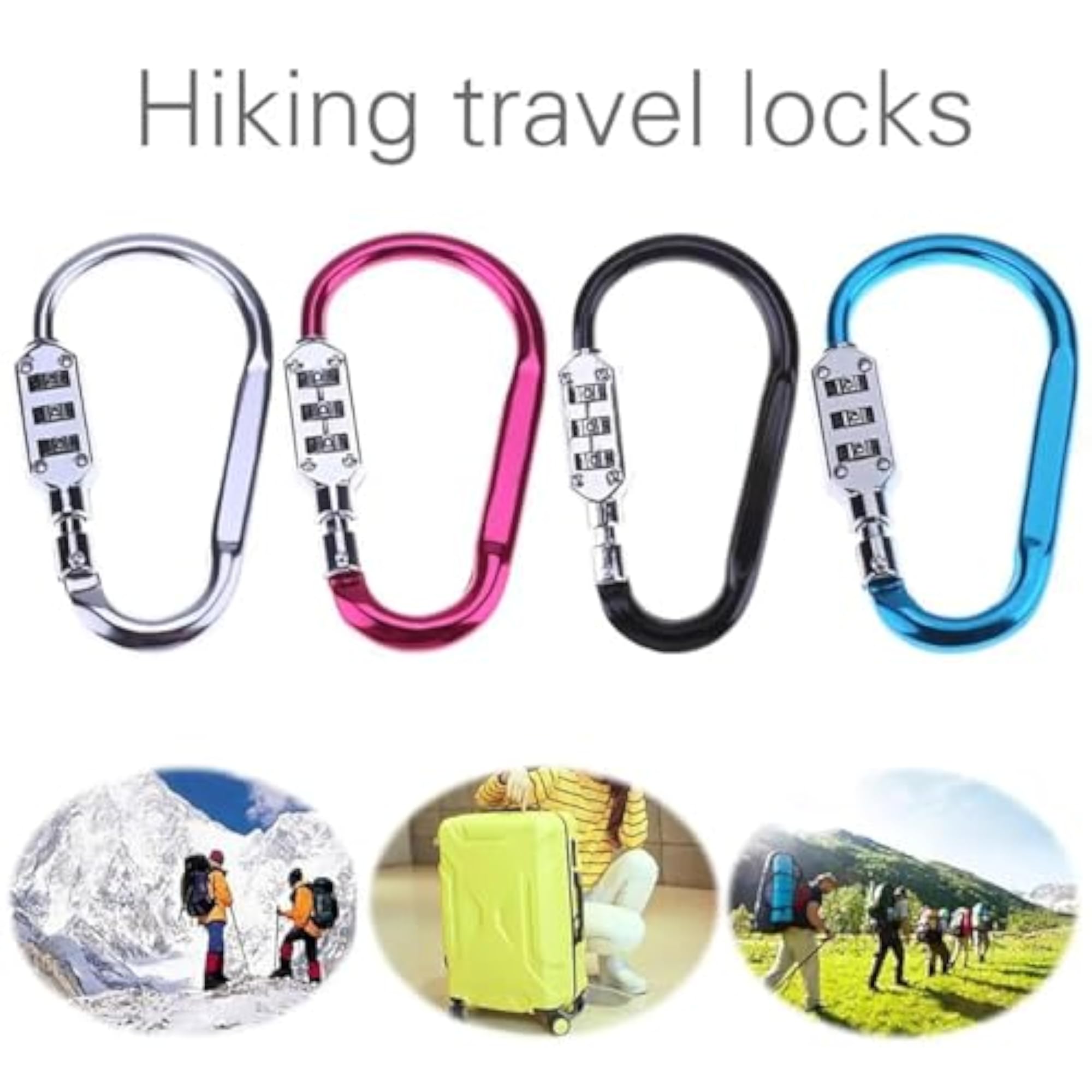 3-Digit Combination Hook Keyring, Pocket-Sized Safety Lock